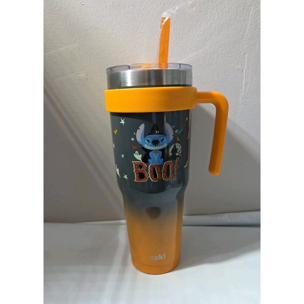 Zak Designs Stitch Halloween 40oz Insulated Tumbler w Handle Straw Ombre